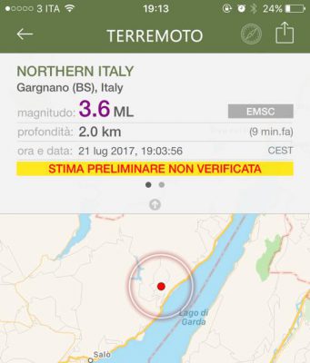 Scossa di terremoto sul Garda: tanta paura ma nessun ferito