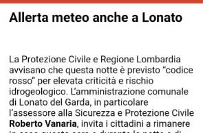 Maltempo, allerta meteo a Lonato