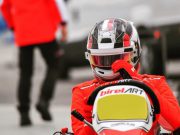 Charles Leclerc, in tuta Ferrari, al South Garda Karting di Lonato