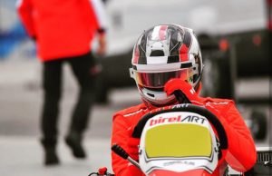 Charles Leclerc, in tuta Ferrari, al South Garda Karting di Lonato