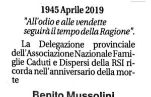 Messa per l’anniversario di Benito Mussolini: scoppia la polemica