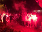 Gli Ultras Brescia 1911 a Darfo per protestare contro Cellino e il caro abbonamenti