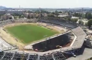 In volo con il drone sullo stadio Rigamonti: dall’alto l’avanzamento dei lavori
