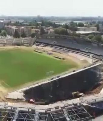 In volo con il drone sullo stadio Rigamonti: dall’alto l’avanzamento dei lavori
