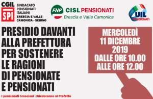 Rivalutazione delle pensioni, sindacati e pensionati davanti alla Prefettura l’11 dicembre