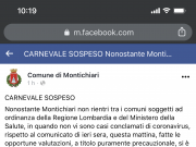 Coronavirus, anche Montichiari sospende il Carnevale previsto oggi pomeriggio