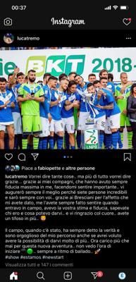 Luca Tremolada, “grazie ai compagni e ai bresciani… avrei voluto darvi di più”