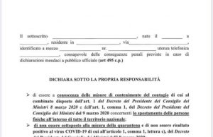 Coronavirus: la nuova autocertificazione (SCARICA IL MODULO)
