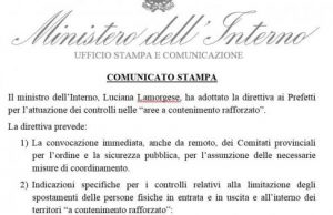 Coronavirus, la stretta del Ministro dell’Interno Lamorgese, controlli in stazioni, aeroporti, strade
