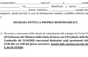 Coprifuoco dalle 23 alle 5: ecco il modulo autodichiarazione