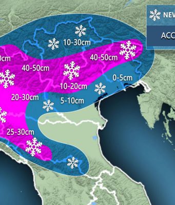 Neve in arrivo anche sulla nostra provincia. Previsti tra 10 e i 20 cm. Le previsioni di 3B Meteo