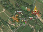 Incendio all’Albereta di Erbusco. Vigili del Fuoco sul posto