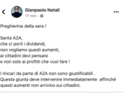 Natali, “rincari A2A ingiustificati. L’azienda spieghi il perché”