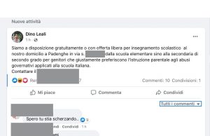 Vicesindaco promuove l’istruzione a casa. Azione insorge