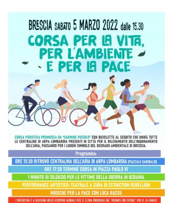 Alle 15.30 la corsa per la vita, l’ambiente e la pace