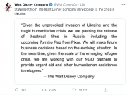 Disney sospende le distribuzioni dei film in Russia