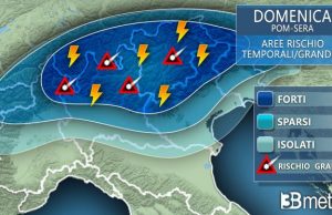 In arrivo temporali e grandine “di grosse dimensioni”
