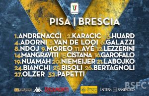 Pisa-Brescia, ecco i convocati di mister Clotet