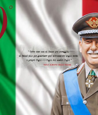 Una locandina celebrativa per i 40 anni dall’uccisione del generale Dalla Chiesa