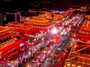 Cina: vista aerea di luci e lanterne a Xi’an