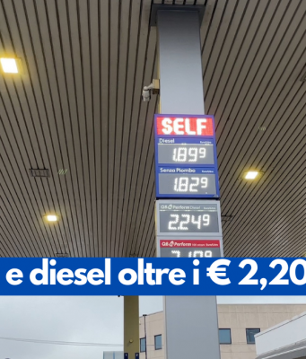Benzina e diesel oltre €2,20 al litro in città