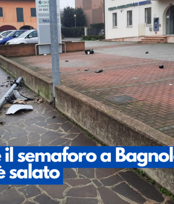 Abbatte il semaforo a Bagnolo Mella. Il conto è salato