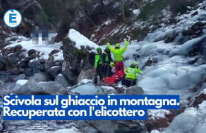 Scivola sul ghiaccio in montagna. Recuperata con l’elicottero
