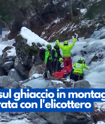 Scivola sul ghiaccio in montagna. Recuperata con l’elicottero