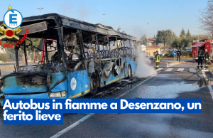 Autobus in fiamme a Desenzano, un ferito lieve