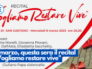 8 marzo, questa sera il recital “Vogliamo restare vive”