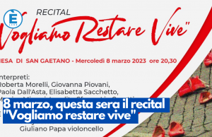 8 marzo, questa sera il recital “Vogliamo restare vive”