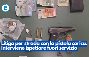 Litiga per strada con la pistola carica. Interviene ispettore fuori servizio