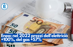 Enea: nel 2022 prezzi dell’elettricià +100%, del gas +57%