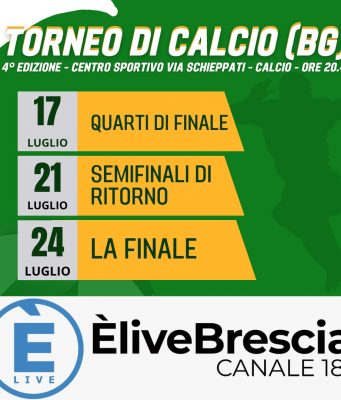 Èlive torna in campo, in diretta il Torneo di Calcio (Bg)