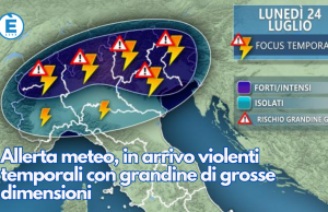 Allerta meteo, in arrivo violenti temporali con grandine di grosse dimensioni