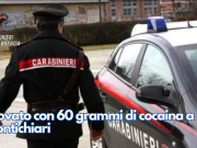 Trovato con 60 grammi di cocaina a Montichiari