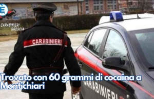 Trovato con 60 grammi di cocaina a Montichiari