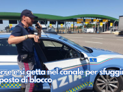 Corre e si getta nel canale per sfuggire al posto di blocco