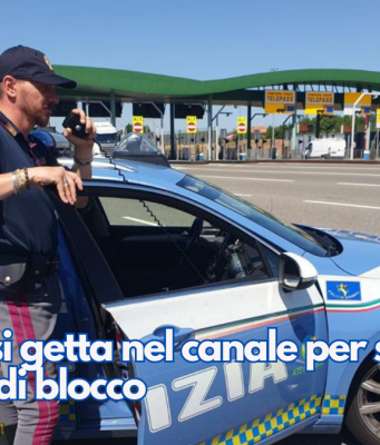 Corre e si getta nel canale per sfuggire al posto di blocco