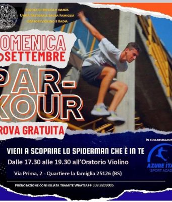 10 settembre: al via le prove di par-kour all’Oratorio Violino