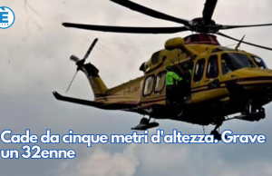 Cade da cinque metri d’altezza. Grave un 32enne