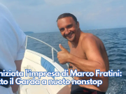 È iniziata l’impresa di Marco Fratini: tutto il Garda a nuoto nonstop