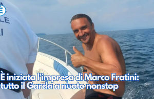 È iniziata l’impresa di Marco Fratini: tutto il Garda a nuoto nonstop