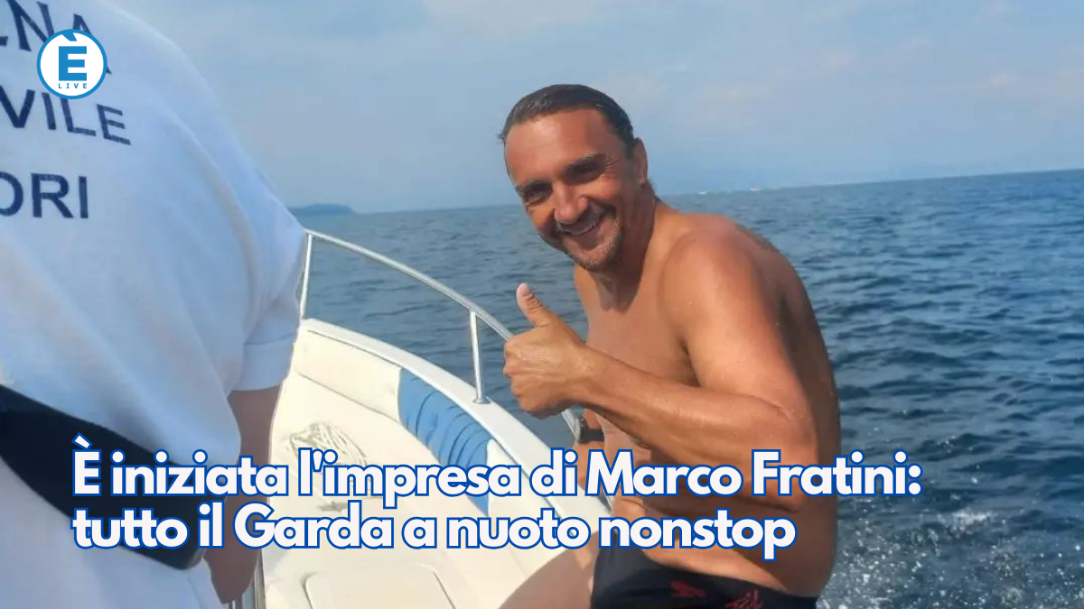 È iniziata l’impresa di Marco Fratini: tutto il Garda a nuoto nonstop