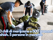 120 chili di marijuana e 500 grammi di hashish. 5 persone in manette