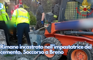 Rimane incastrato nell’impastatrice del cemento. Soccorso a Breno