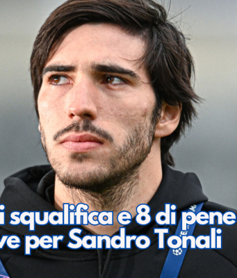 10 mesi di squalifica e 8 di pene alternative per Sandro Tonali