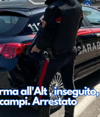Non si ferma all’Alt , inseguito, tenta la fuga nei campi. Arrestato