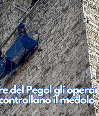 Sulla Torre del Pegol gli operai acrobati controllano il medolo