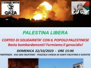 “Palestina Libera”, alle 15.00 il corteo